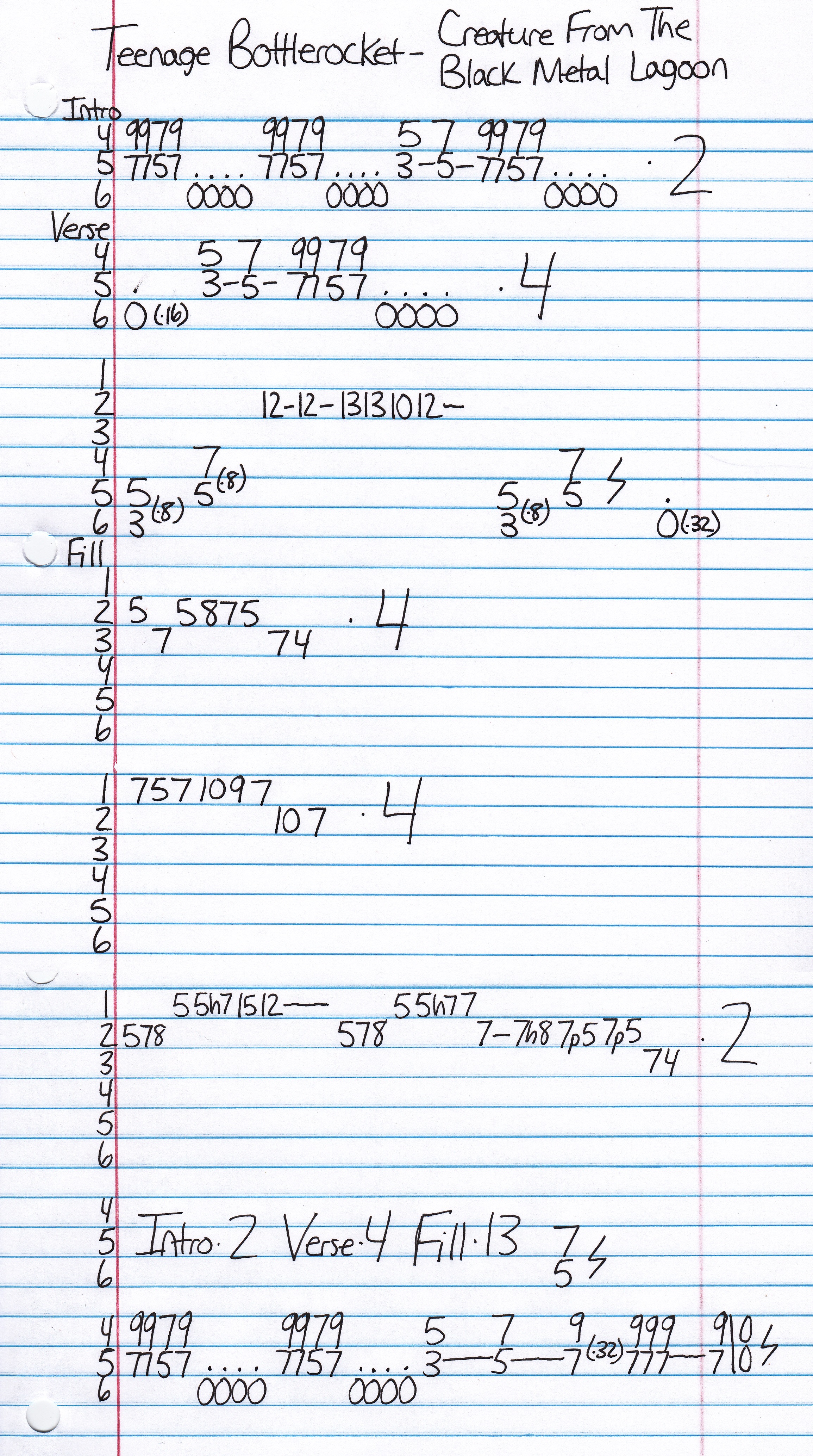 High quality guitar tab for Creature From The Black Metal Lagoon by Teenage Bottlerocket off of the album Stay Rad!. ***Complete and accurate guitar tab!***